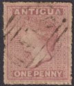 Click for more photos and details Antigua 1864 QV wmk Small Star 1d Dull Rose Used SG6 cat £55