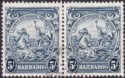Click for more photos and details Barbados 1941 KGVI Badge 5sh Indigo Pair Used SG256a cat £30