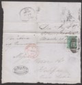 Queen Victoria 1867 1sh Plate 4 Used on Wrapper Manchester - Halifax Nova Scotia