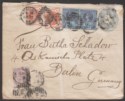 Queen Victoria 1896 7d Uprating 2½d Postal Stat Cover Used London to Germany