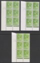 Click for more photos and details QEII 1980 Machin 12p Yellowish Green Shades Photo Cylinder 2 Blocks of 6 Mint