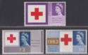 Click for more photos and details QEII 1963 Red Cross Centenary Congress Phosphor Set Mint SG642p-644p cat £65