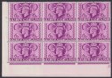 Click for more photos and details KGVI 1948 Olympic Games 6d Bright Purple Cylinder 9. Block of 9 Mint SG497