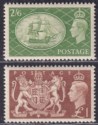 Click for more photos and details King George VI 1951 2sh Yellow-Green, £1 Brown Mint SG509 SG512 cat £50
