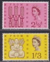 Click for more photos and details QEII 1963 Freedom from Hunger Phosphor 2½d, 1sh3d UM Mint SG634p-635p cat £33