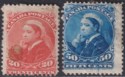 Click for more photos and details Canada 1893 QV Widow Weeds 20c Vermilion, 50c Blue Mint SG115-116 BOTH FAULTY