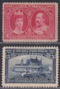 Click for more photos and details Canada 1908 KEVII Quebec Tercentenary 2c Carmine, 5c Indigo Mint SG190-191