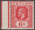 Ceylon 1912 KGV 6c Carmine wmk Sideways Crown to Right Mint SG306a