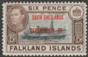 Falkland Islands Dependencies 1945 KGVI South Shetland 6d Blue-Black Mint SG D6a
