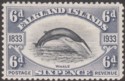 Click for more photos and details Falkland Islands 1933 KGV Centenary Fin Whale 6d Black + Slate Mint SG133 cat£80