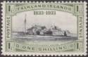 Click for more photos and details Falkland Islands 1933 KGV Centenary Government House 1sh Mint SG134 cat £75
