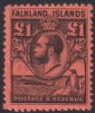 Click for more photos and details Falkland Islands 1929 KGV Whale and Penguins £1 Black on Red Mint SG126 cat £350