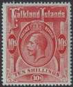 Click for more photos and details Falkland Islands 1914 KGV 10sh Red on Green Mint SG68 cat £200