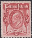 Click for more photos and details Falkland Islands 1904 KEVII 5sh Red Mint SG50 cat £225
