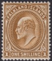 Click for more photos and details Falkland Islands 1904 KEVII 1sh Brown Mint SG48 cat £50