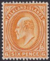 Click for more photos and details Falkland Islands 1904 KEVII 6d Orange Mint SG47 cat £45