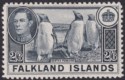 Click for more photos and details Falkland Islands 1944 KGVI Penguins 2sh6d Slate Mint SG160 cat £65
