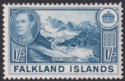 Click for more photos and details Falkland Islands 1937 KGVI 1sh Light Dull Blue Mint SG158 cat £75