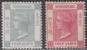 Hong Kong 1896-1901 QV 4c Slate-Grey, 4c Carmine Mint / Unused SG34 SG57