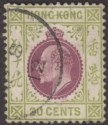 Hong Kong 1911 KEVII 20c Purple and Sage-Green Used SG96 cat £55
