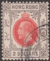 Hong Kong 1912 KGV $2 Carmine-Red + Grey-Black Fiscally? Used SG113 sus postmark