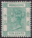 Hong Kong 1884 QV 10c Green Mint SG37a cat £190