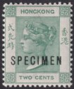 Hong Kong 1900 QV SPECIMEN Overprint 2c Dull Green Mint SG56s