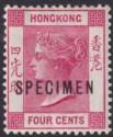 Hong Kong 1901 QV SPECIMEN Overprint 4c Carmine Mint SG57s