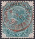Click for more photos and details India 1885 QV 4a Blue-Green Die II Used with DHARAMTALA MONEY ORDERS Postmark