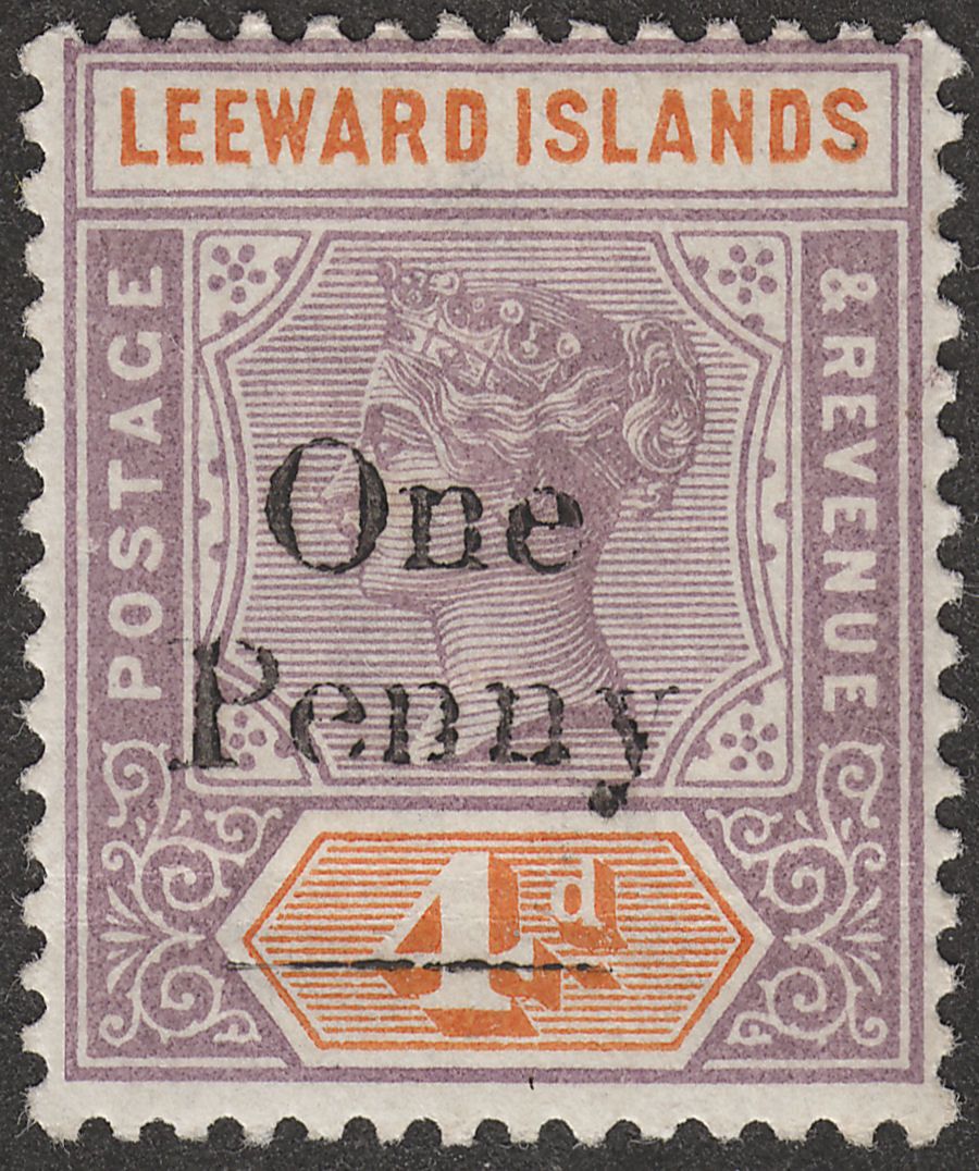 Leeward Islands 1902 QV 1d On 4d Dull Mauve And Orange Mint SG17