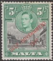 Malta 1948 KGVI Self Government Overprint 5sh Black and Green Mint SG247 cat £32
