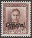 New Zealand 1938 KGVI 1½d Purple-Brown Official Mint SG O138