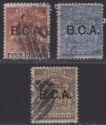 Click for more photos and details British Central Africa 1891 QV BCA Overprint on BSAC 4d, 6d, 1sh Used cat £54