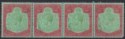 Nyasaland 1913 KGV 10sh Green + Scarlet on Green Strip 4 Fiscally Used SG96 FLT