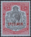 Click for more photos and details Nyasaland 1913 KGV SPECIMEN 2sh6d Black and Red on Blue SG94s
