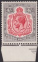 Click for more photos and details Nyasaland 1913 KGV 4sh Carmine and Grey Marginal Mint SG95 cat £55