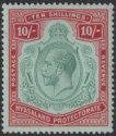 Click for more photos and details Nyasaland 1913 KGV 10sh Pale Green and Deep Scarlet on Green Mint SG96 cat £130