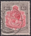 Click for more photos and details Nyasaland 1927 KGV 4sh Carmine and Black Used SG111 cat £50