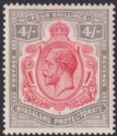 Click for more photos and details Nyasaland 1927 KGV 4sh Carmine and Black Mint SG111 cat £35