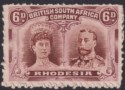 Click for more photos and details Rhodesia 1910 KGV Double Head 6d Brown + Mauve Clandestine Roulette Mint SG144CR