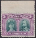 Click for more photos and details Rhodesia 1910 KGV Double Head 3sh Bright Clandestine Roulette Mint SG158CR