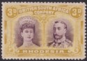 Click for more photos and details Rhodesia 1910 KGV Double Head 3d Purple and Ochre Mint SG134 cat £50