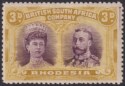 Click for more photos and details Rhodesia 1910 KGV Double Head 3d Violet and Ochre Mint SG137 w Printers Mark