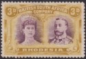 Click for more photos and details Rhodesia 1910 KGV Double Head 3d Purple and Ochre Mint SG134 w Long Gash in Ear