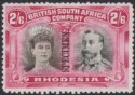 Click for more photos and details Rhodesia 1910 KGV SPECIMEN Double Head 2sh6d Black + Rose-Carmine Unused SG157s