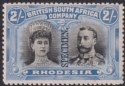 Click for more photos and details Rhodesia 1910 KGV SPECIMEN Double Head 2sh Black + Ultramarine p14 Mint SG153s