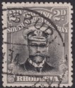 Click for more photos and details Rhodesia 1913 KGV Admiral 2d Black Die I p14 Waxed Moustache Used SG209a c£225