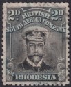 Click for more photos and details Rhodesia 1913 KGV Admiral 2d Die II p14 Waxed Moustache Used SG219a c£200 stains