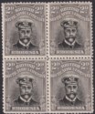Click for more photos and details Rhodesia 1917 KGV Admiral 2d Black + Grey Die IIIA p14 Block Mint SG255 cat £160