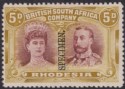 Click for more photos and details Rhodesia 1910 KGV SPECIMEN Double Head 5d Purp-Bn + Olive-Yel Mint SG141as regum